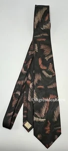 Paco Rabanne Paris Men 100% Silk Neck Tie 3 1/4”x 67" Black Bronze Gold - Picture 1 of 5