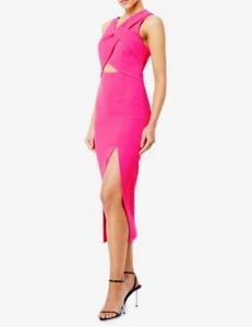 BNWT Mossman Solace Draped Midi Dress Fuchsia Pink Size 8 RRP $360 Cutout Event - Picture 1 of 5