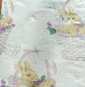 Easter Bunny Paper Soft Crepe Decorative Tablecloth Basket Eggs NOS 54"x96" VTG - Picture 1 of 2