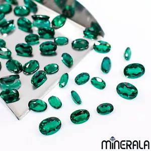 LAB GROWN ZAMBIA EMERALD GEMSTONE OVAL FACETED LOOSE 3x5mm-12x16mm WP02732 - Picture 1 of 22
