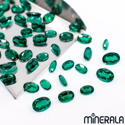 ZAMBIA EMERALD LAB GROWN GEMSTONE OVAL FACETED LOOSE 3x5mm-12x16mm WP02732 - Image 1 of 4
