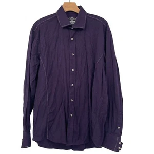 Zagiri Shirt Size XL Purple Textured Button Up Flip Cuff Casual Button Up - Picture 1 of 8
