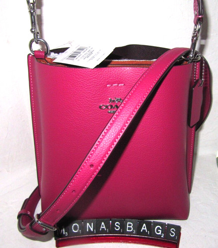 Coach nuova CA177 Mollie borsa a secchiello 22 doppia faccia pelle viola brillante nuova con etichette $398