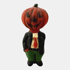 Vintage PUMPKIN Head in SUIT. Cool Halloween Menswear Humor. RARE c. 1950's RARE - Picture 1 of 9