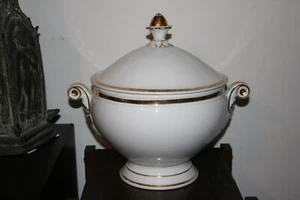 C. 1850 Old Paris White & Gilt Tureen - 12 1/2" Tall - Picture 1 of 11