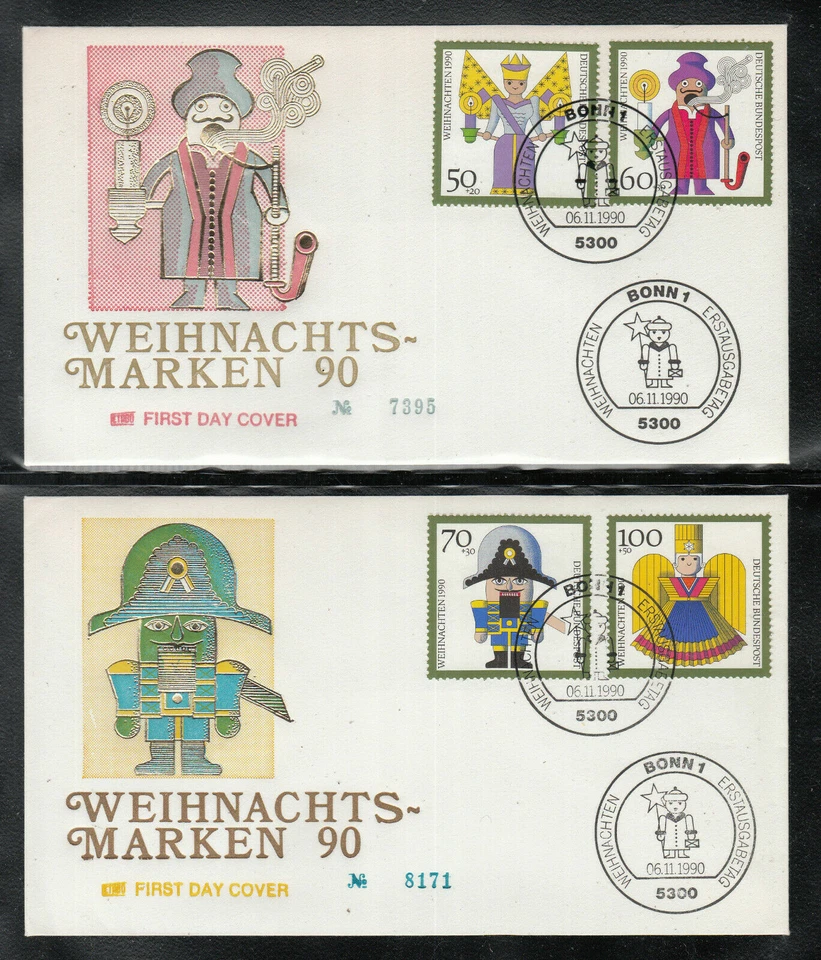 Germany 1990 - Christmas Navidad Noel Weihnachten of 2 beautiful FDC  - Image 1 of 1