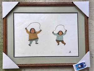 SEAL HIDE SKIPPING   GEILA SAULUAPIK PANGNIRTUNG LTD. ED. INUIT PRINT 1980  - Bild 1 von 5