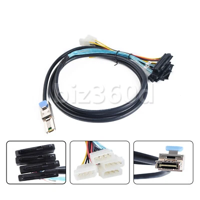 Mini SAS SFF-8088 26Pin to 4 X SAS SFF-8482 29Pin with IDE Power Cable 200CM  - Image 1 of 4