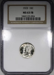 1923 Mercury Dime NGC MS63FB Flashy Mostly White Better Date 10C - Picture 1 of 2