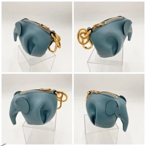 Loewe Blue Leather Elephant Charm Coin Case with Accessories #706EK14 - Picture 1 of 7