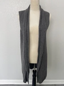 Chaleco Cárdigan Largo Abierto Gris Lagenlook 100% Cachemira Cynthia Rowley Talla L - Imagen 1 de 7