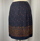 Vintage Wrap Mini Skirt Womens Size 10 Navy Blue Brown Boho Pencil Short 90s