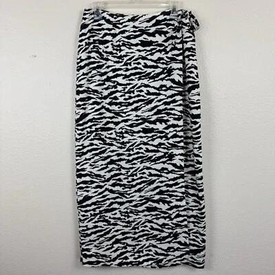 Maxi Falda De Colección Jones New York Deportiva Estampado Cebra Lino Envolvente Negra Marfil 10 Foto 1 de 4