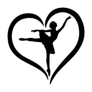 Ballerina Heart Decal #4 5"x5" Choose Color - Picture 1 of 2