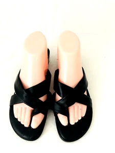 Homyped Low Heel Comfort Sandals Slip on Slides Black Adjustable Size 8.5 - Picture 1 of 12