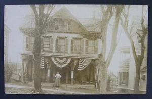 Bloomsburg Pennsylvania PA American Flags Main St Real Photo Postcard RPPC c1910 - Picture 1 of 2