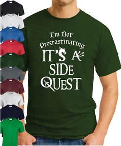 I'M NOT PROCRASTINATING ITS A SIDE QUEST T-SHIRT Funny Slogan Novelty Gift Top - Picture 1 of 21