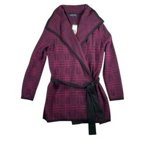 Jones New York Signature NWT Purple/Black Tie Cardigan Size Large - Picture 1 of 9