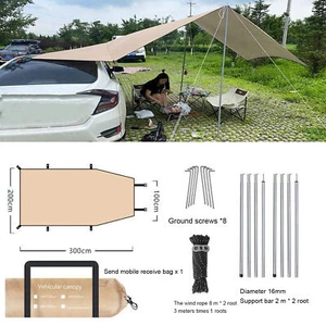 Camping Tarp Truck Tailgate Canopy RV Vehicle Roof Sun Shade Hatchback Car Tent - Picture 1 of 25