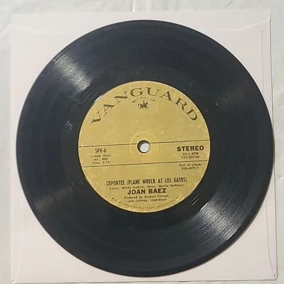 Joan Baez ~ Deportee/ Maria Dolores ~ Vanguard 7 Inch 33 RPM Record Foto 1 de 4