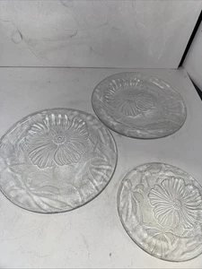 Juego de 3 placas de flor de hibisco de vidrio texturizado transparente KIG Malasia - Imagen 1 de 4