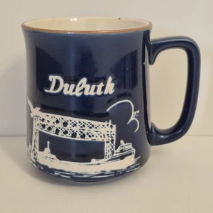 Tazza caffè vintage Duluth MN importazione norvegese e svedese ceramica blu maculato - Foto 1 di 6