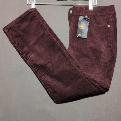 Pantalones de mezclilla Lee rectos tiro medio pana para mujer 14M terciopelo remolacha Foto 1 de 3