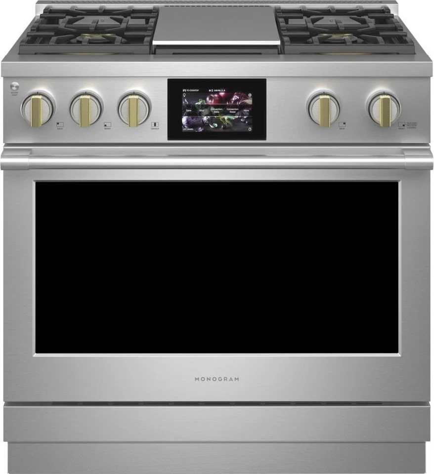 Monogram ZDP364NDTSS 36" Dual Fuel Range 4 Burners w Griddle Air Fry 5.75 Cu Ft - Image 1 of 4