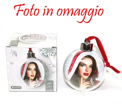 Pallina decorazione albero Natale Ø 7,5cm personalizzabile foto regalo Argentato - Immagine 1 di 3