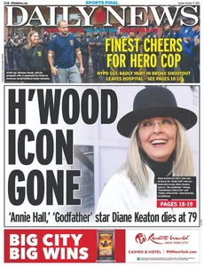 HOLLYWOOD ICON GONE DIANE KEATON REMEMBERED NY DAILY NEWS 10/12 2025 - Bild 1 von 1