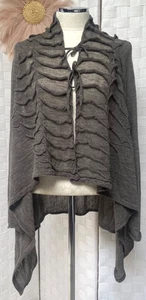 Sarah Pacini Alpaka Merinowolle braun Bindeverschluss Strickjacke Pullover OS - Bild 1 von 10