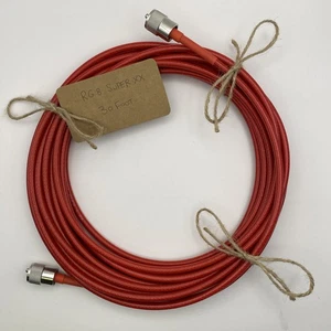 RG8 Super XX 30 Fuß CB-Patchkabel handgefertigt rot mit rotem Schrumpfschlauch hoher PWR - Bild 1 von 6