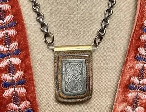 Kithab talisman with silver & Brass Moroccan Berber Amulet Rolo Chain Necklace. - Picture 1 of 15