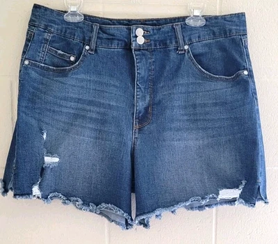 Energie High Rise Destructed Shorts Womens 21 Denim Distressed Cutoff Stretch - Image 1 of 4