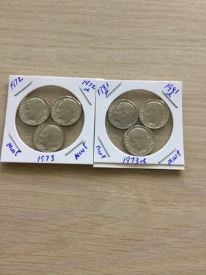 1972pd, 1973pd, 1981pd Roosevelt Dimes, L36P15,16 uncirculated From US Mint sets - Image 1 of 4