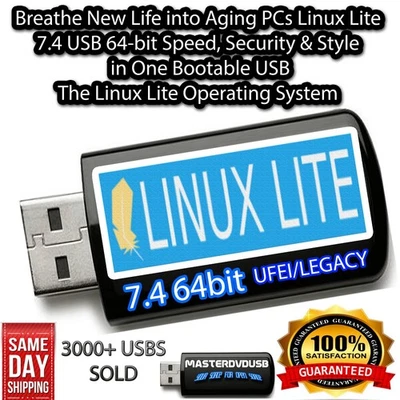 Linux Lite 7.4 64-bit Bootable USB Installer – Revive Your Old PC! Fast Shipping - Image 1 of 4