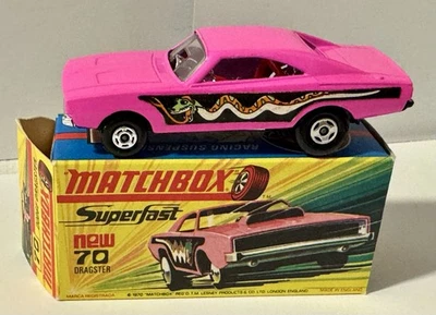 1971 Matchbox No. 70 Dodge Dragster Black Base Original With Box - Image 1 of 4
