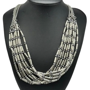 Chico's Necklace NWT Jewlery Statement 23.5" Adjustable Silver Tone Sparkle - Picture 1 of 11