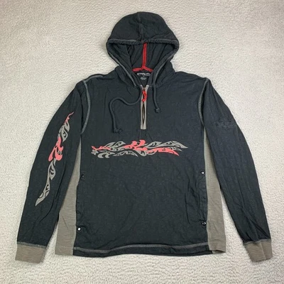 Сумасшедшие рубашки Гавайи пуловер молнии толстовка с капюшоном взрослых маленький племенной графический 1/4 молнии черный - Изображение 1 из 4