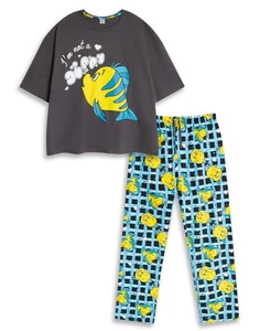 Disney Die kleine Meerjungfrau und Flunder Kurzarm langes Bein Pyjama Set Damen - Bild 1 von 11