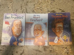 Who was 3 Book Lot Thomas Edison Ben Franklin Albert Einstein - Foto 1 di 2
