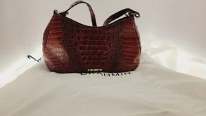 Brahmin Esme Melbourne Burgundy Croc Leather Hobo Shoulder Bag w/ Dust Bag - Picture 1 of 19