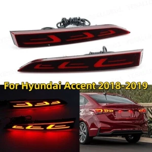 For Hyundai Accent 2018-2019 Pair LED Rear Bumper Tail Brake Light Fog Lamp - Picture 1 of 15
