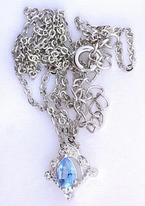 COLGANTE Y CADENA TOPACIO AZUL Y PLATA .925 CALIDAD, 50% DESCUENTO VENTA, J27 - Imagen 1 de 2