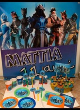 FORTNITE PIATTI BICCHIERI TOVAGLIOLI TOVAGLIA PERSONALIZZATO COORDINATO...