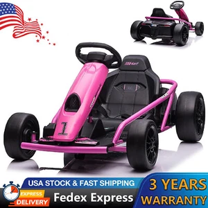 24V Ride on Go Kart for Kids 8MPH High-Speed Drifting Car Ride on Toy Music Gift - Picture 1 of 10