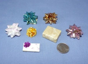 Miniature Dollhouse Gift Present Wrapped Box Big Bow Lot 7 1:12 Scale Bunny VTG - Picture 1 of 1