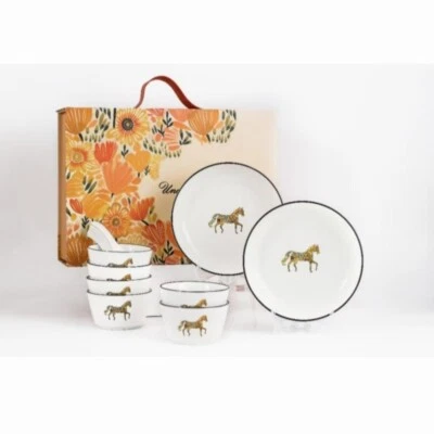 Juego de platos para servir cucharas cuencos de cena arte caballo de cerámica de lujo con caja de regalo Foto 1 de 4