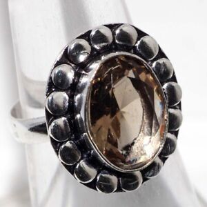 Smoky Topaz 925 Silver Plated Gemstone Handmade Ring US 7 Stylish Gift AU D830