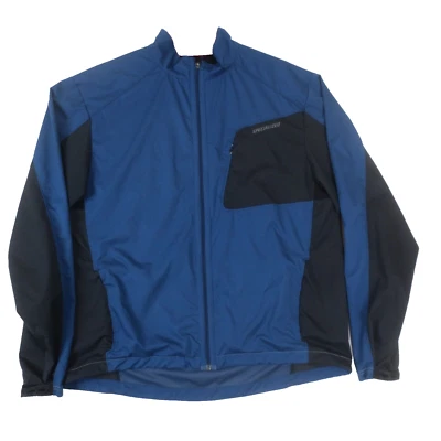 Jaqueta corta-vento masculina especializada ciclismo GG preta azul zíper completo leve - Imagem 1 de 4